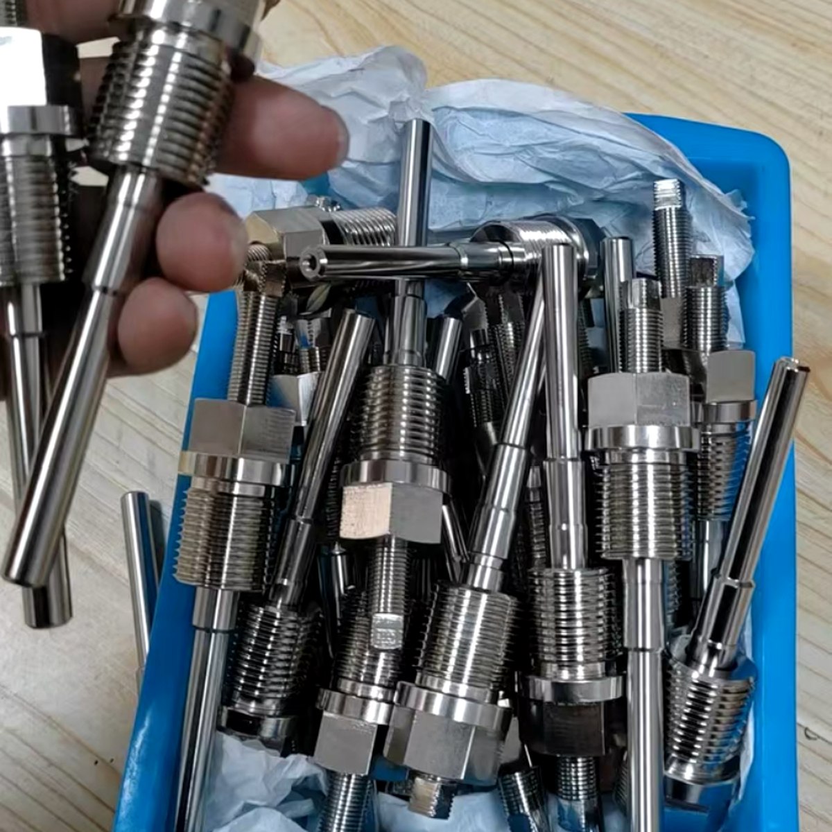 CNC Stainless Sensor Fitting Batch Tray — EKINSUN custom manufacturing case photo