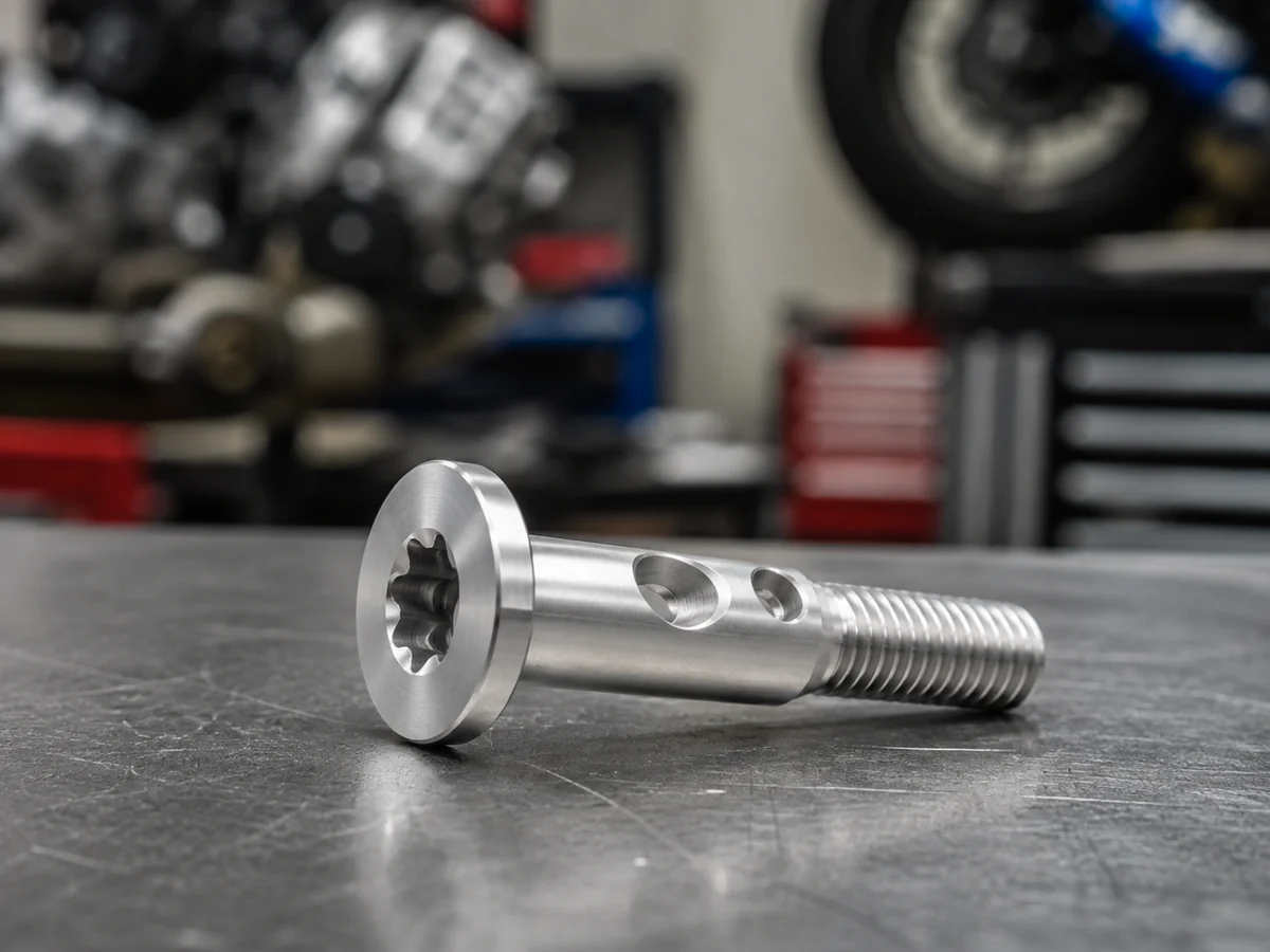 Custom 12-point banjo bolt for motorcycle brake and oil lines machined by EKINSUN