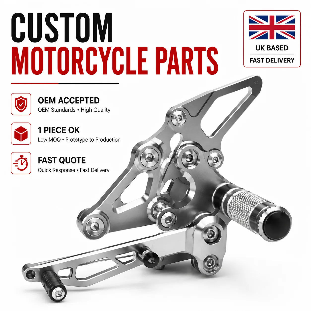 Custom CNC machined billet motorcycle rearset footpeg assembly — EKINSUN