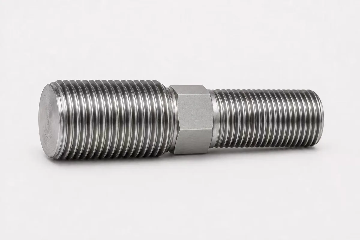 Goujon usiné sur mesure avec six pans central de serrage entre deux filetages de diamètres différents, acier inoxydable — EKINSUN