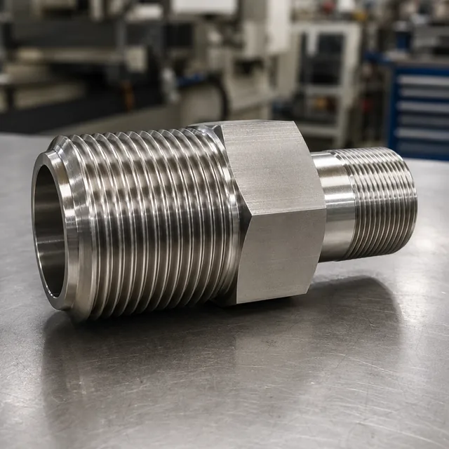 Adaptador macho-macho de alta resistencia, mecanizado de barra maciza — EKINSUN