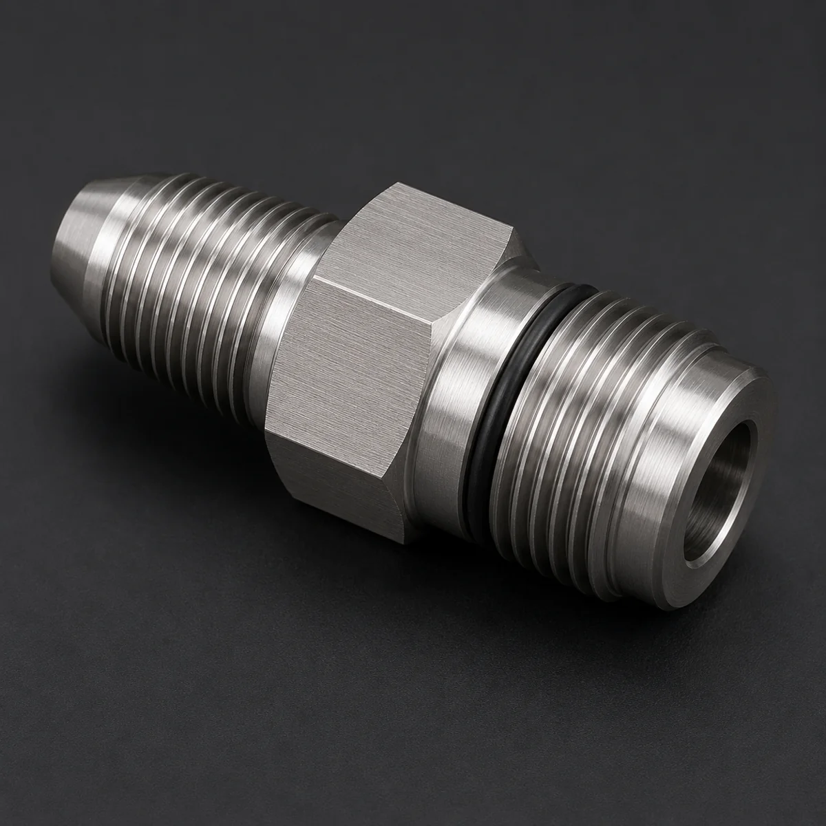 Thread adapter showing tapered NPT end and parallel BSPP sealing face